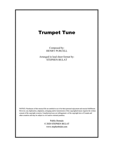 Trumpet Tune (Purcell) - Lead sheet (key of D) (arr. Stephen Bulat)