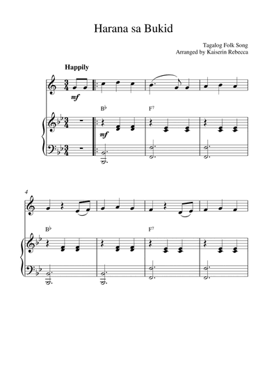 Harana sa Bukid (for tenor saxophone solo and piano accompaniment) (arr. Kaiserin Rebecca)