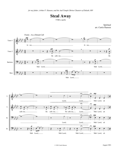 Steal Away (TTBB) (arr. Curtis Hanson)