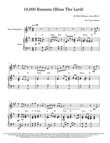 10,000 Reasons (bless The Lord) (arr. Tyler Adams)