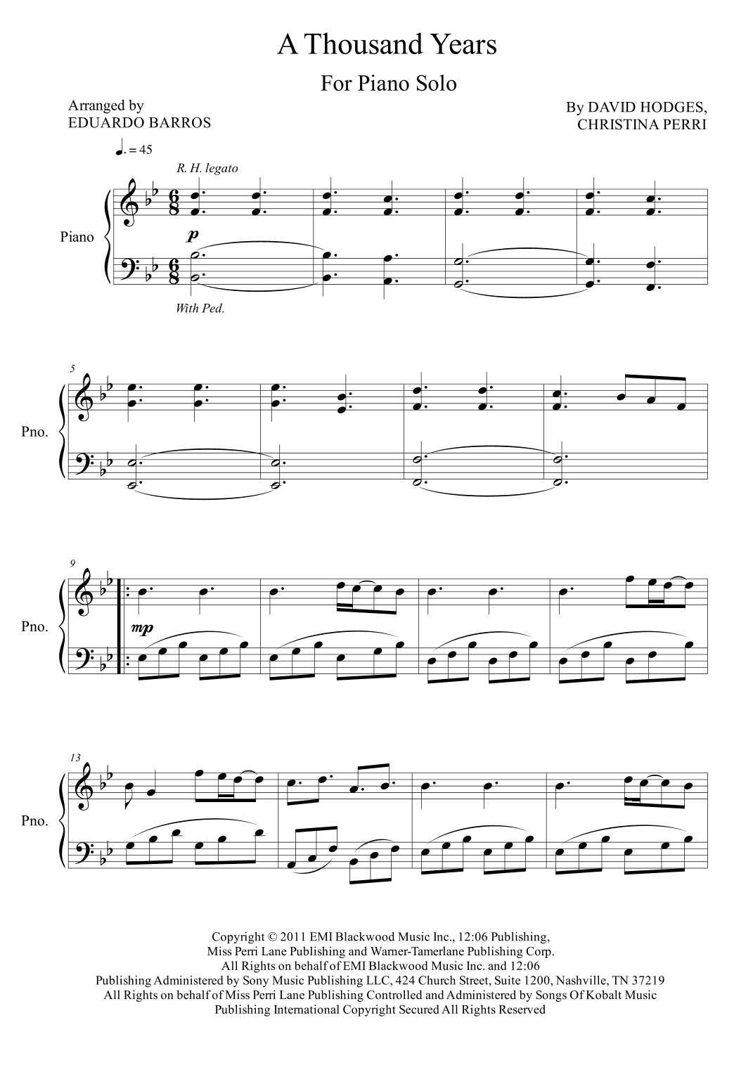 A Thousand Years (arr. Eduardo Barros)