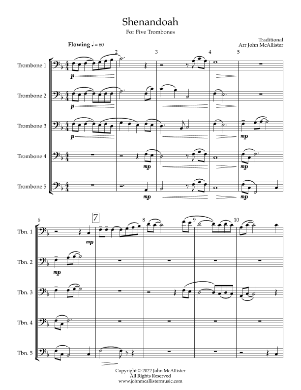Shenandoah for Trombone Choir (arr. John McAllister)