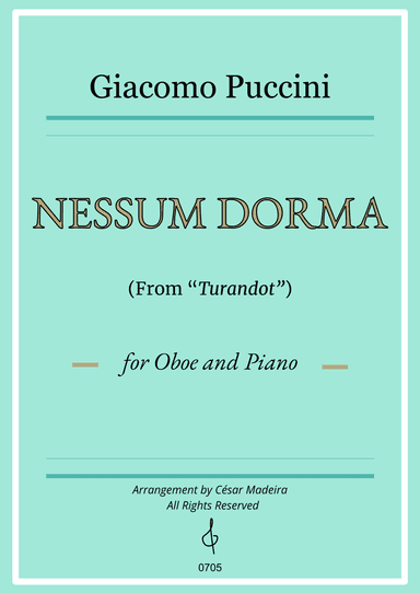 Nessun Dorma by Puccini - Oboe and Piano (Full Score) (arr. César Madeira)