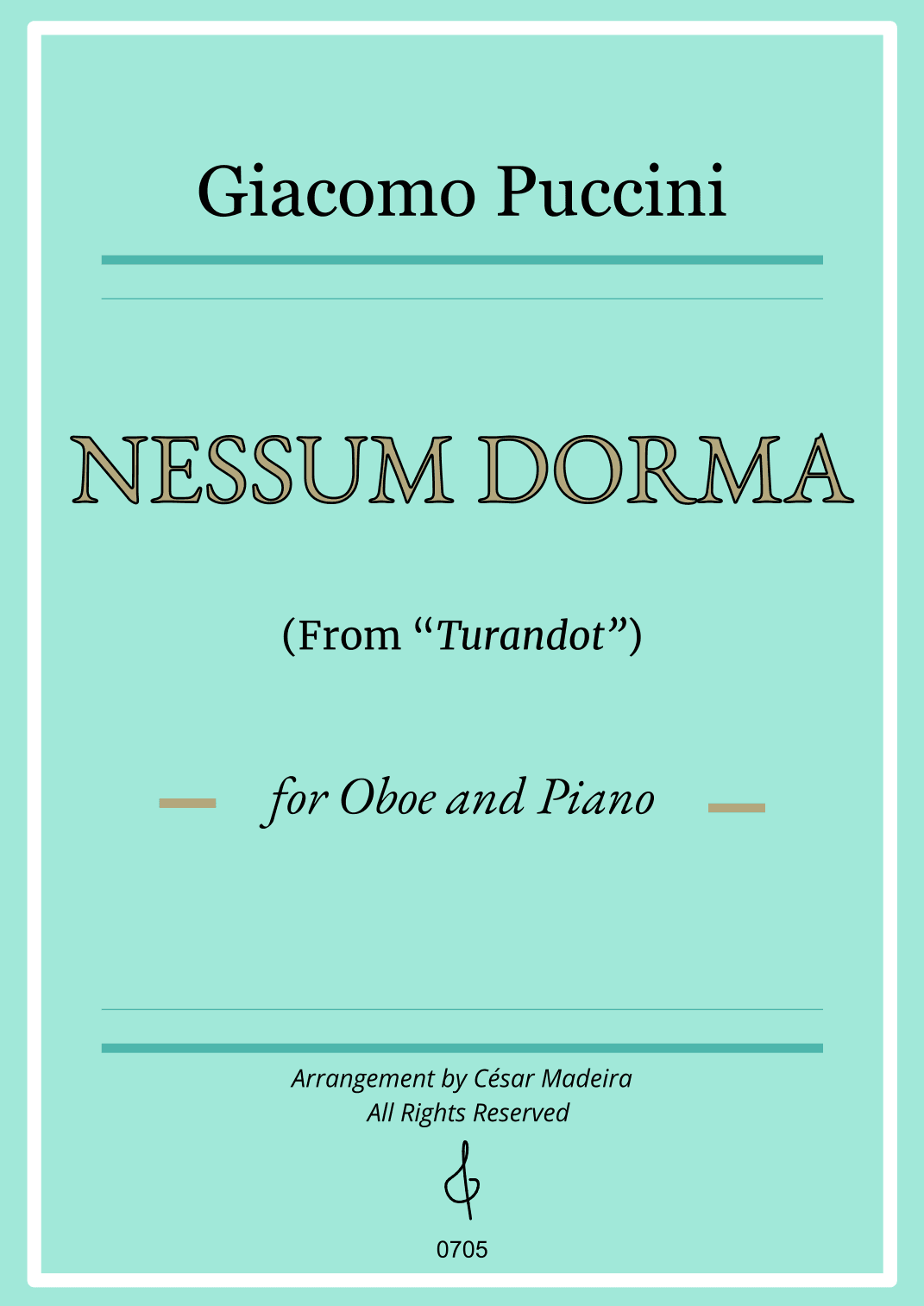 Nessun Dorma by Puccini - Oboe and Piano (Full Score) (arr. César Madeira)