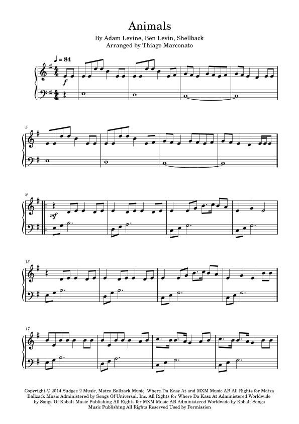 Animals (arr. Thiago Marconato)