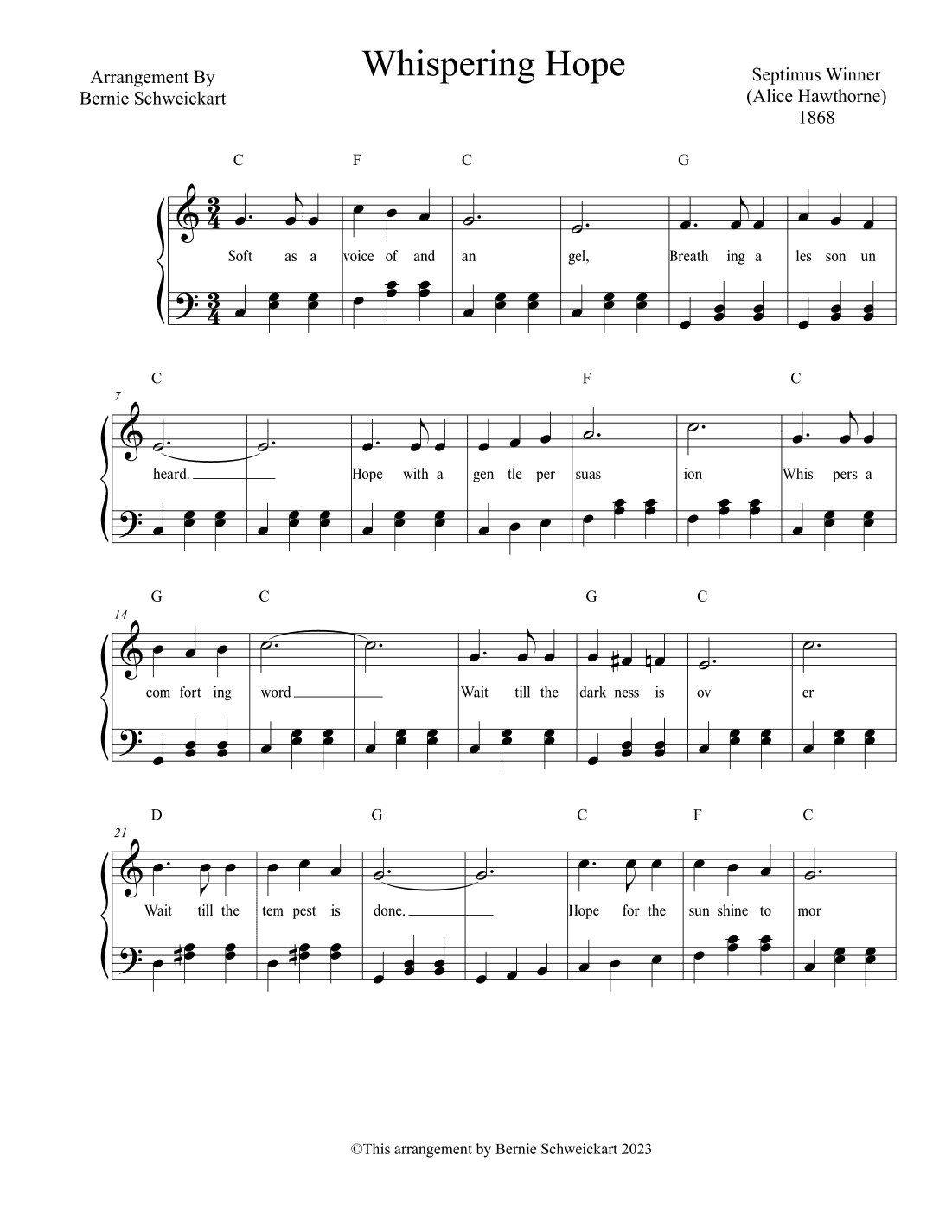 Whispering Hope (arr. Bernie Schweickart)