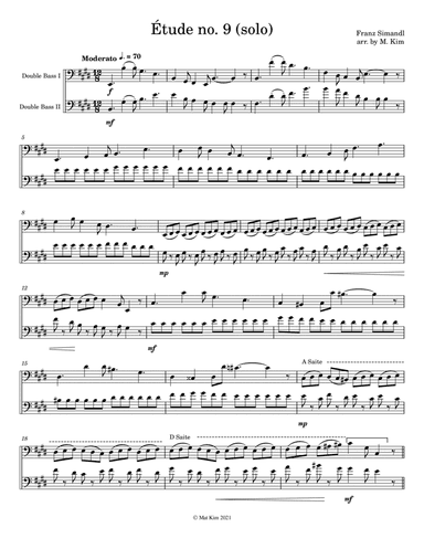 Franz Simandl Étude no. 9 in E Major (Moderato) for Two Double Basses (arr. M. Kim)