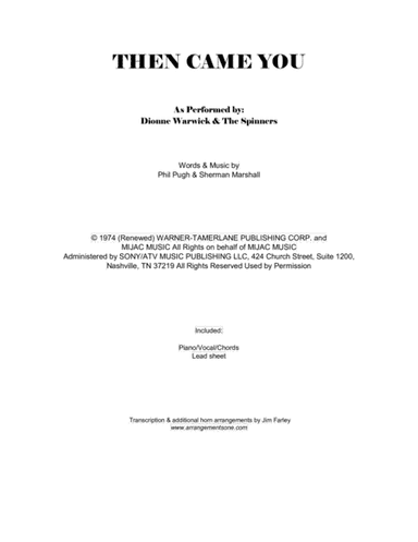 Then Came You (arr. Jim Farley www.arrangementsone.com)