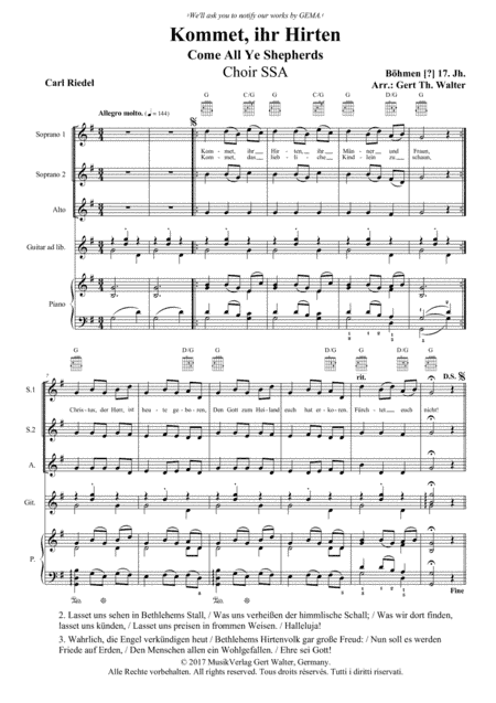Come All Ye Shepherds (arr. Gert Th. Walter)