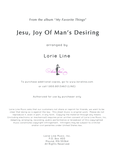 Jesu, Joy Of Man's Desiring (arr. Lorie Line)