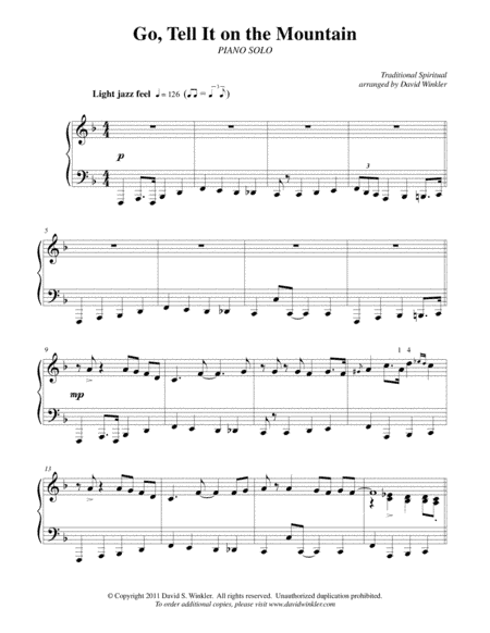 Go, Tell It on the Mountain (Jazz Piano) (arr. David Winkler)