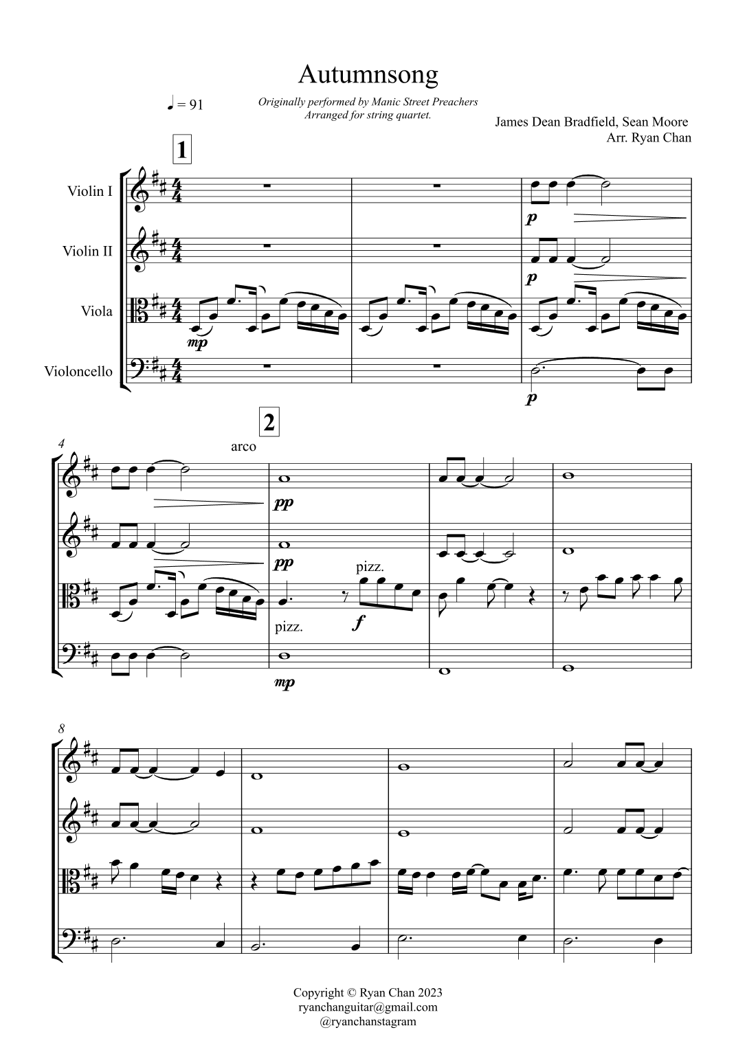 Autumnsong (arr. Ryan Chan)
