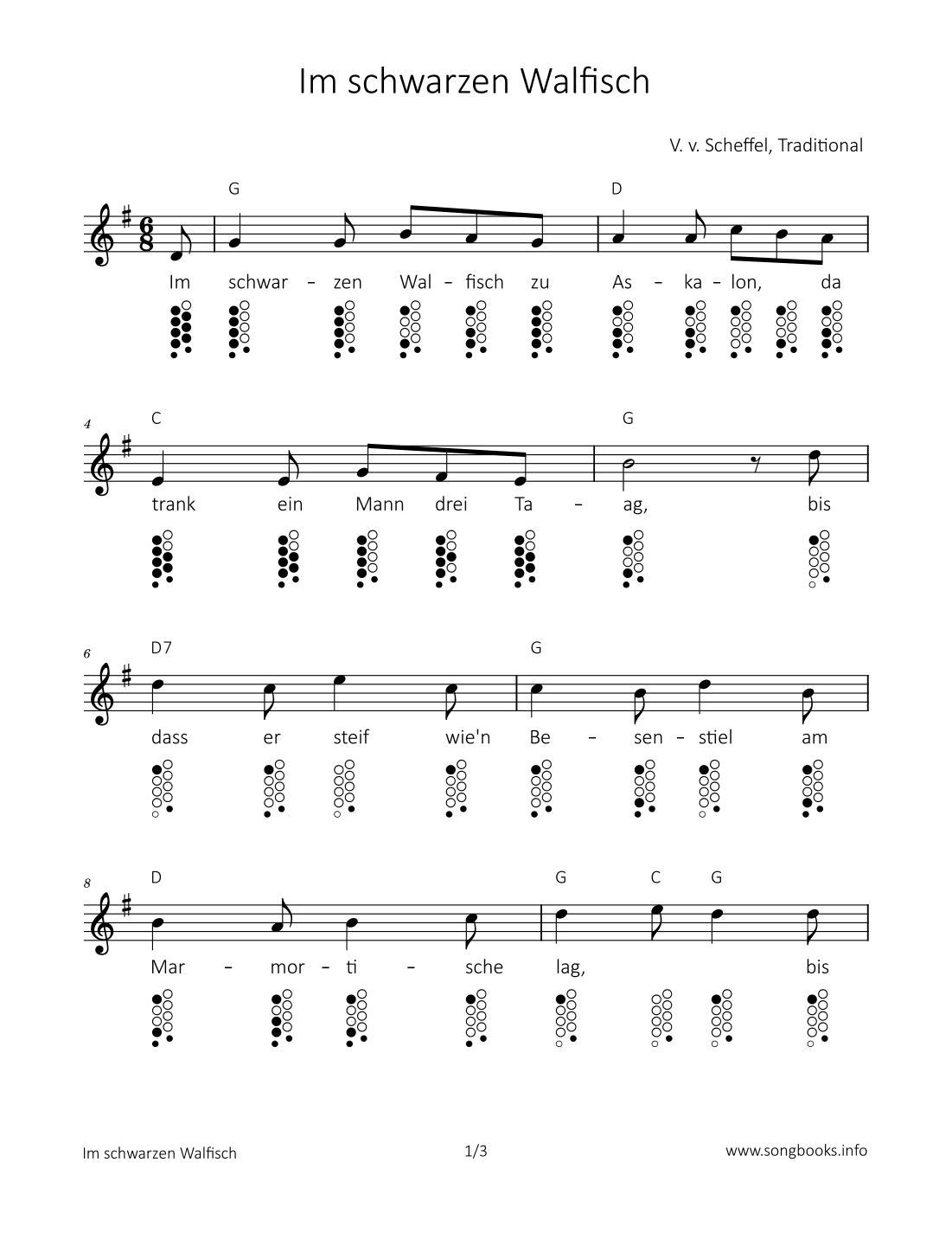 Im schwarzen Walfisch (arr. songbooks.info)