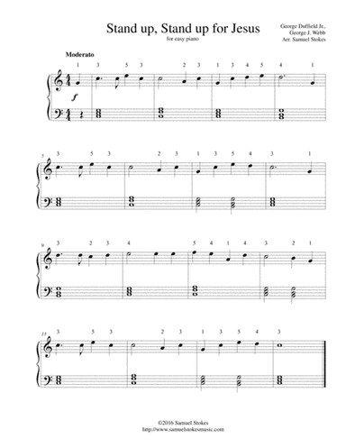 Stand up, Stand up for Jesus - for easy piano (arr. Samuel Stokes)