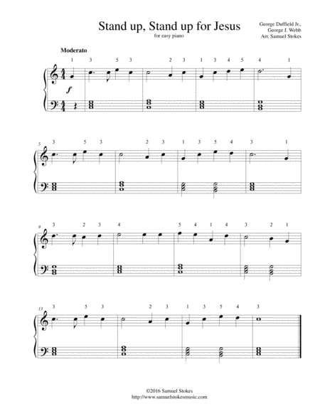 Stand up, Stand up for Jesus - for easy piano (arr. Samuel Stokes)