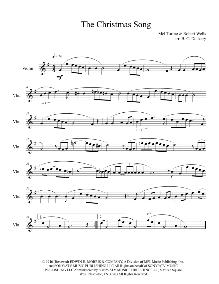 The Christmas Song (chestnuts Roasting On An Open Fire) (arr. B. C. Dockery)