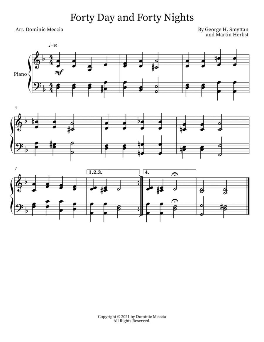Forty Day and Forty Nights (arr. Dominic Meccia)