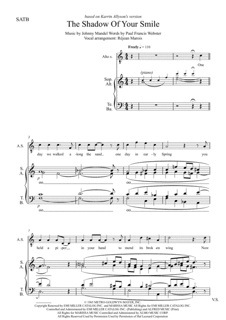 The Shadow Of Your Smile (arr. Réjean Marois)