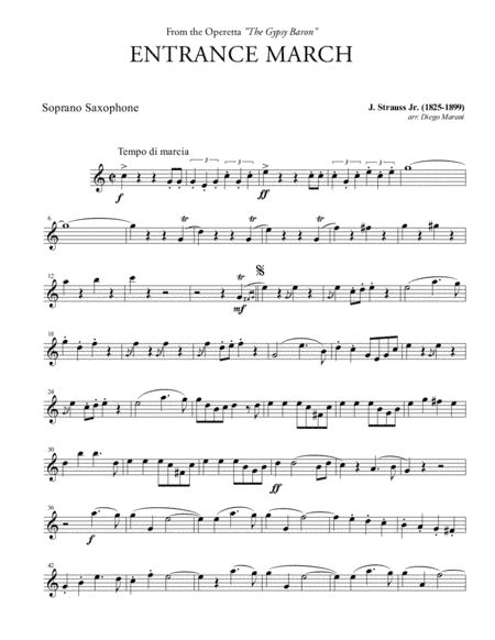 Entrance March from "The Gypsy Baron" for Saxophone Quartet (arr. Diego Marani)