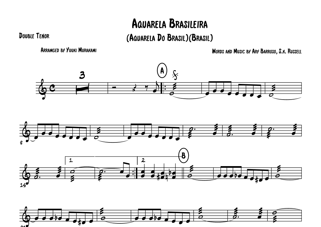 Aquarela Brasileira (aquarela Do Brasil) (brasil) (arr. Yuuki Murakami)
