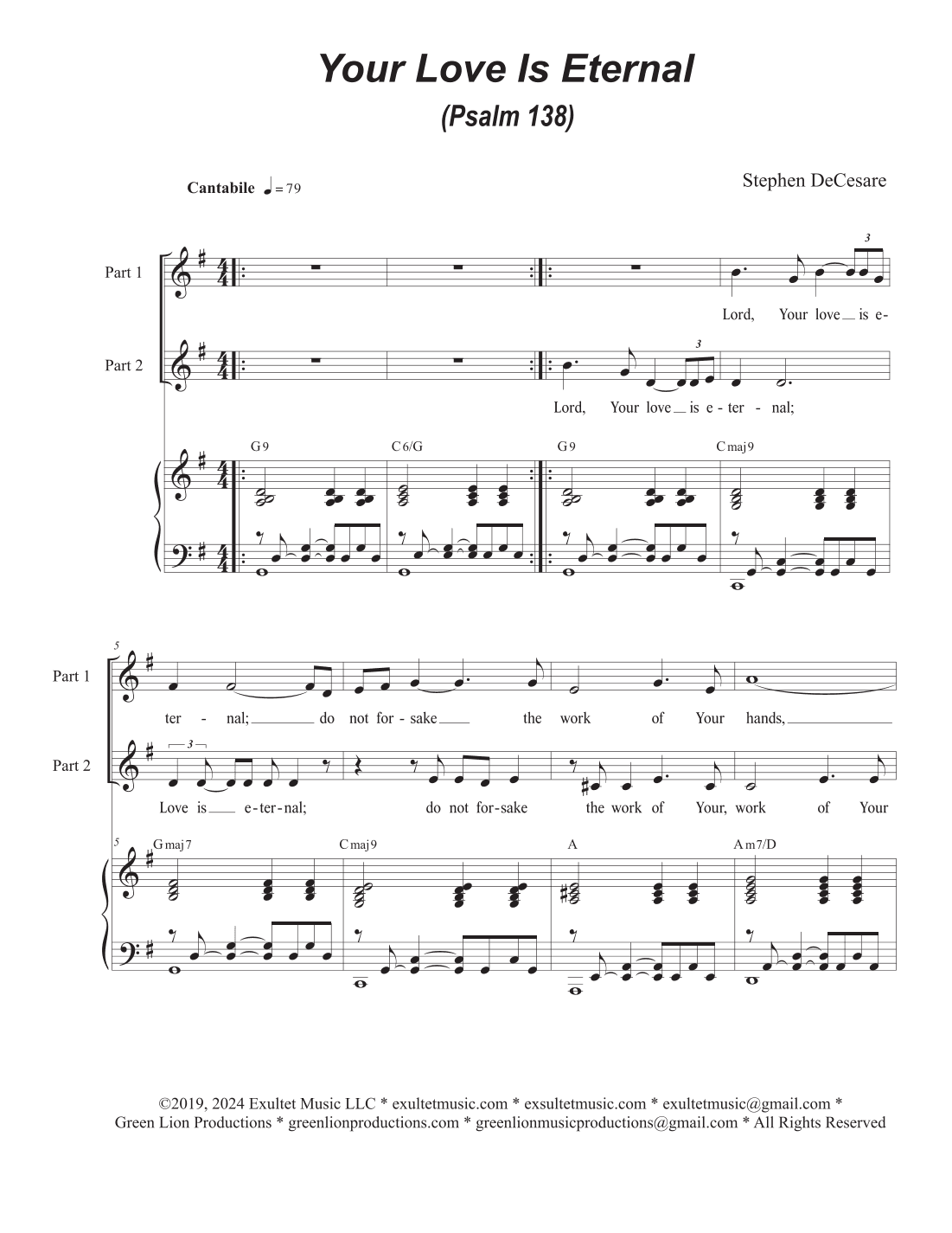 Your Love Is Eternal (Psalm 138) (2-part choir)