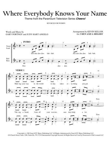 Where Everybody Knows Your Name Theme from the Paramount Television Series CHEERS (arr. Kevin Keller)