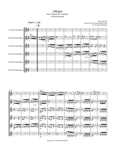 Allegro (from "Sonata for Trumpet") (Bb) (Tenor Saxophone Sextet) (arr. Regis Bookshar)