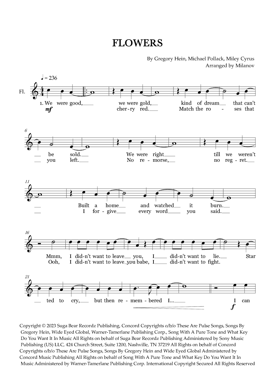Flowers (arr. Milanov)