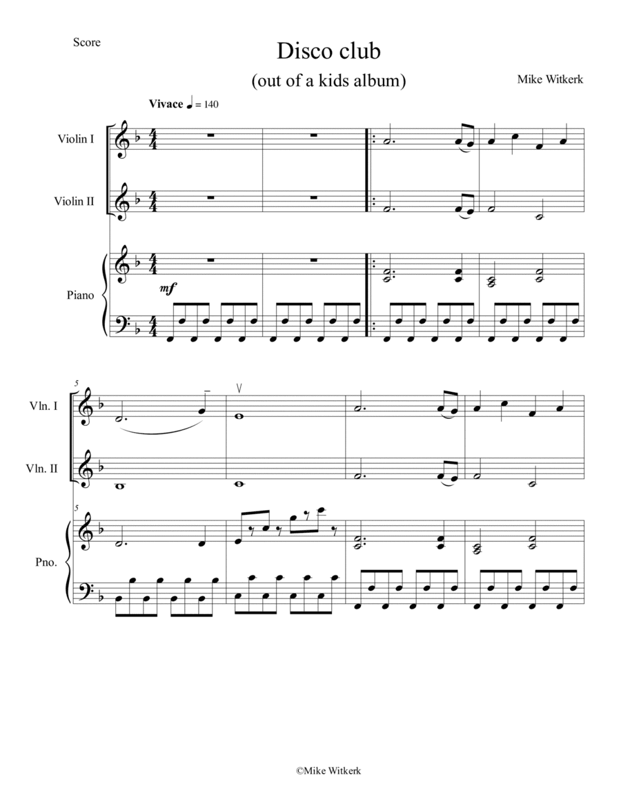 Mike Witkerk - Disco club (2 violin and piano)