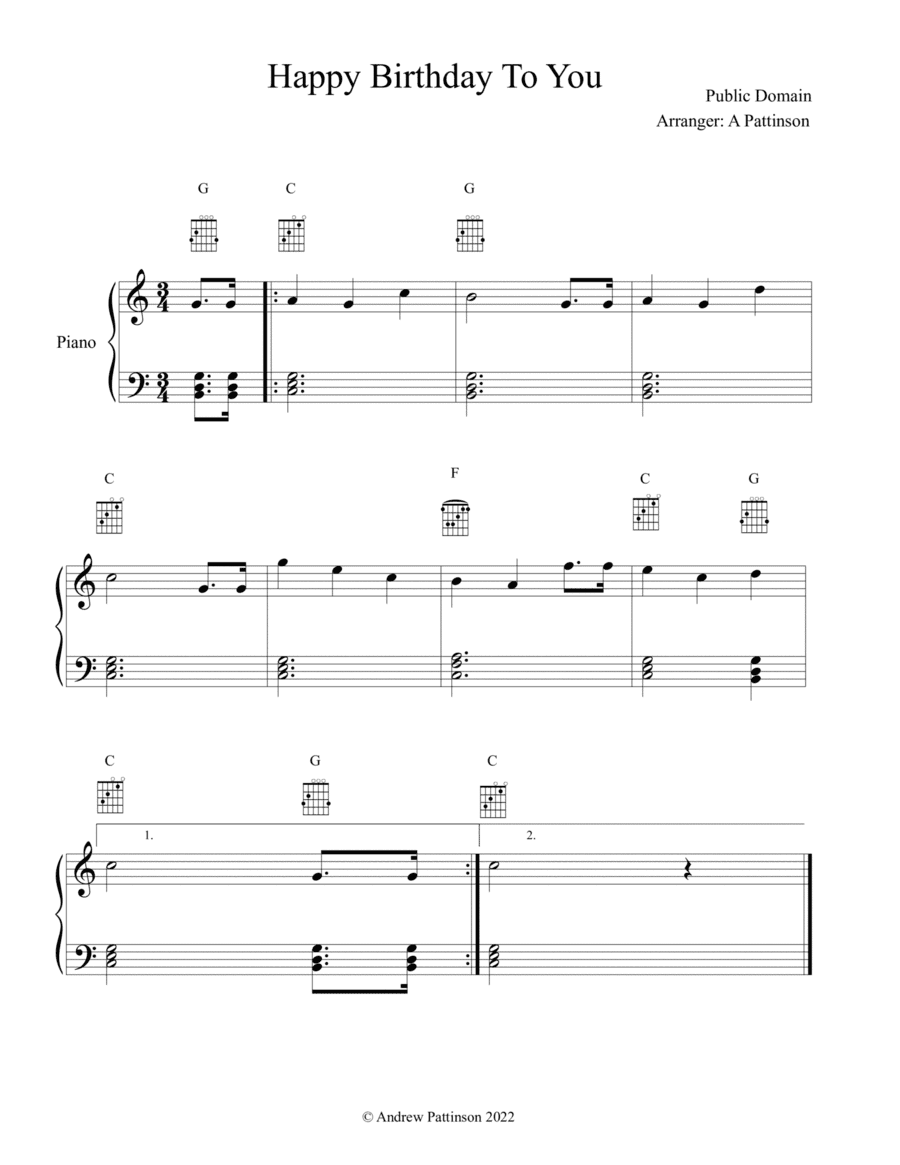 Happy Birthday for Easy Piano (arr. Andrew Pattinson)