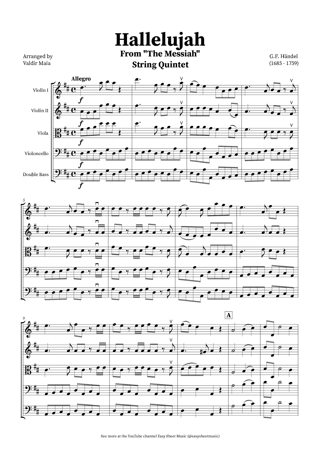 Hallelujah Chorus from Messiah - String Quintet (arr. Valdir Maia)