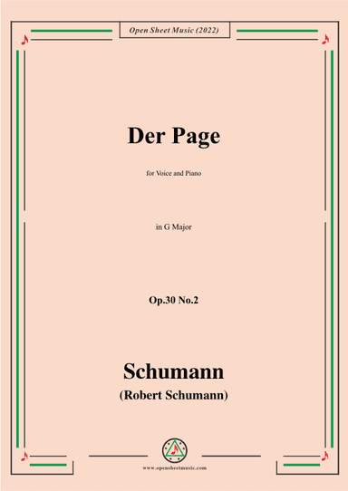 Schumann-Der Page,Op.30 No.2,in G Major (arr. OSM Press)