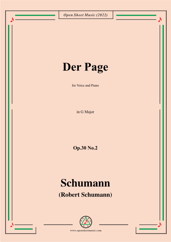 Schumann-Der Page,Op.30 No.2,in G Major (arr. OSM Press)