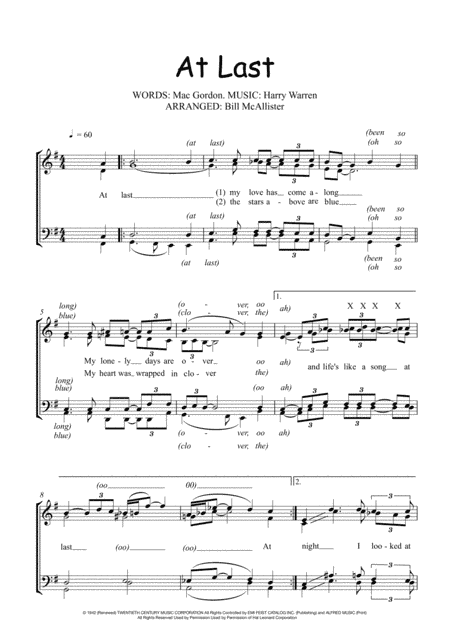 At Last (arr. Bill McAllister)