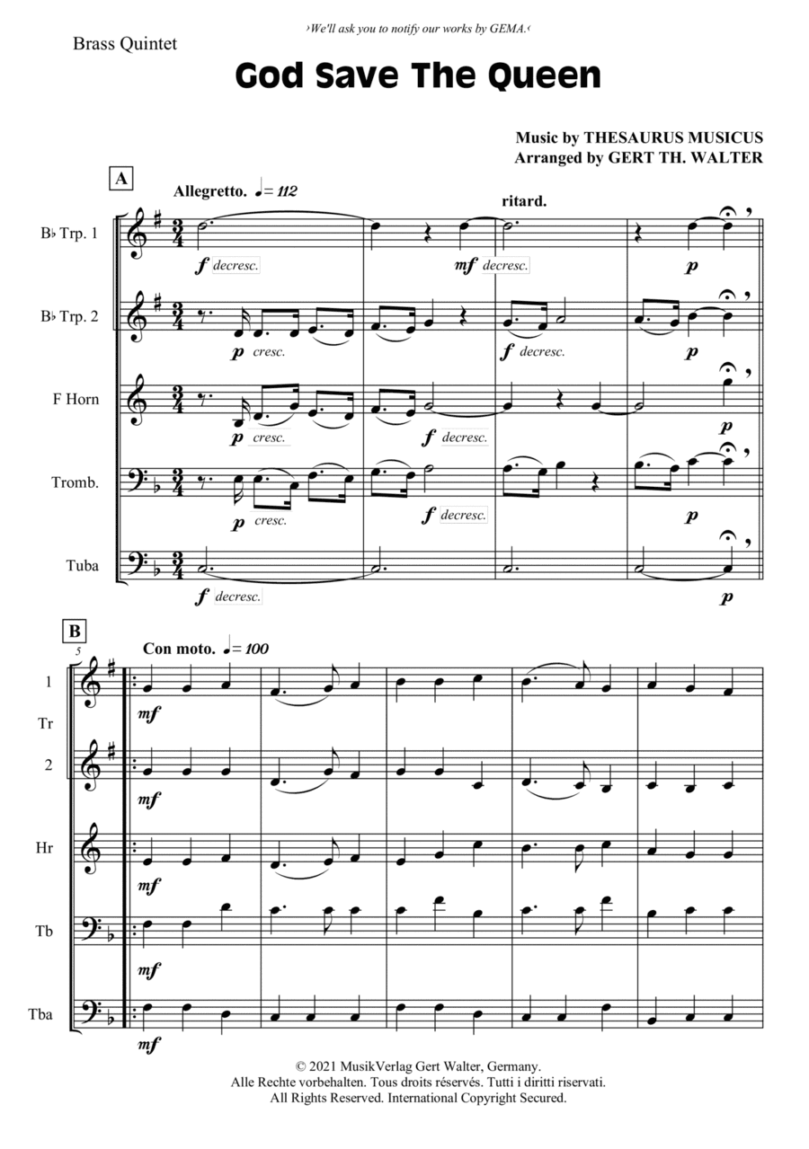 God Save The Queen (arr. Gert Th. Walter)