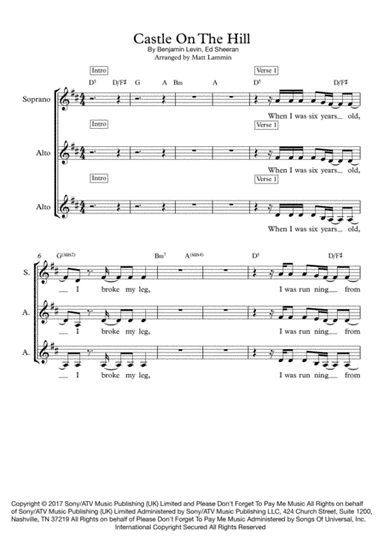 Castle On The Hill (arr. Matt Lammin)