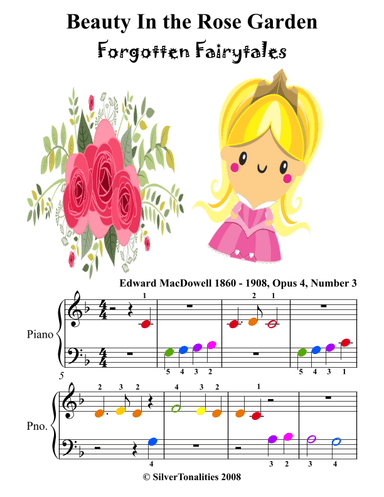 Beauty in the Rose Garden  Beginner Piano with Colored Notes (arr. SilverTonalities)