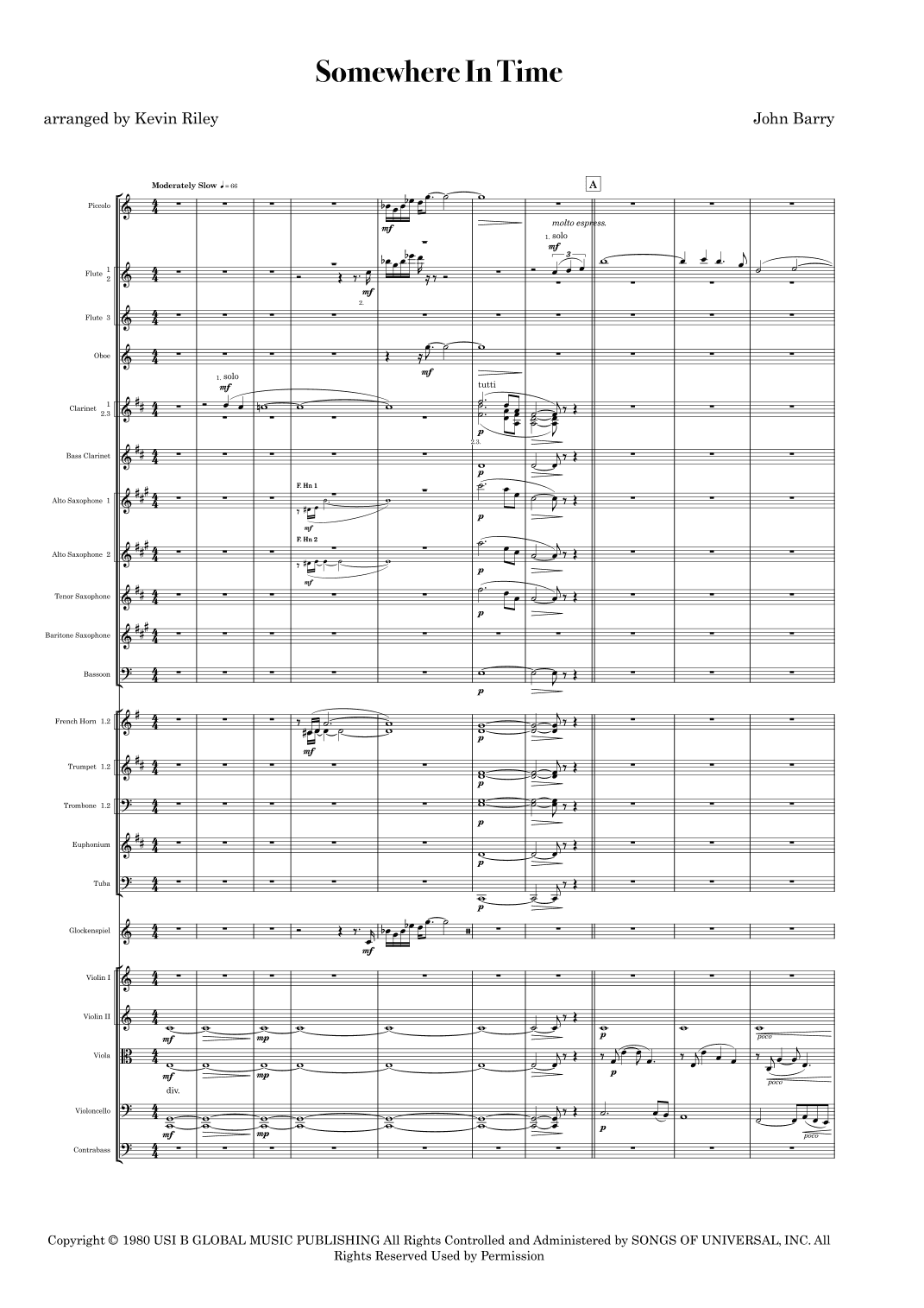 Somewhere In Time (arr. Kevin Riley)