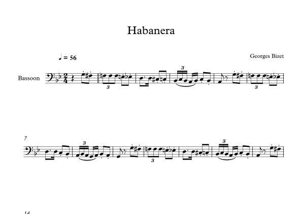 Habanera - Georges Bizet (Bassoon) (arr. Digital Book Music)