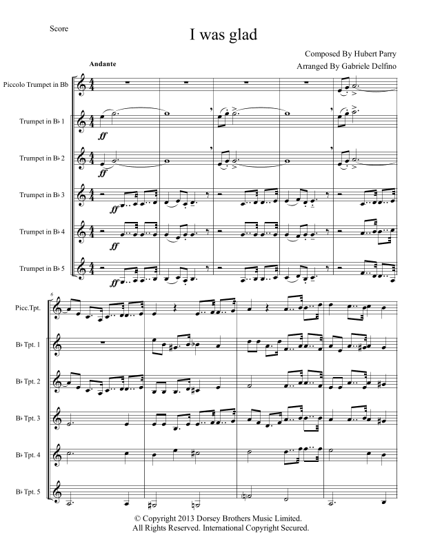 I Was Glad When They Said Unto Me (arr. Gabriele Delfino)