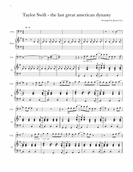 The Last Great American Dynasty (arr. Jenton Lee)