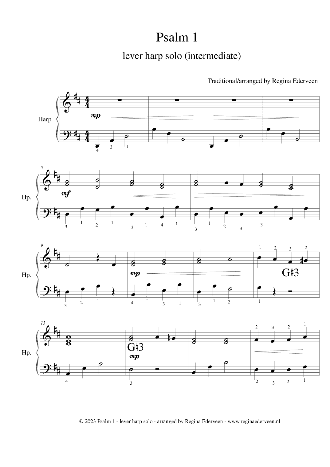 Psalm 1 - lever harp solo (intermediate)