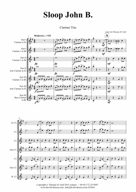 Sloop John B. - Caribian Folk Song - Clarinet Trio (arr. Thomas H. Graf)