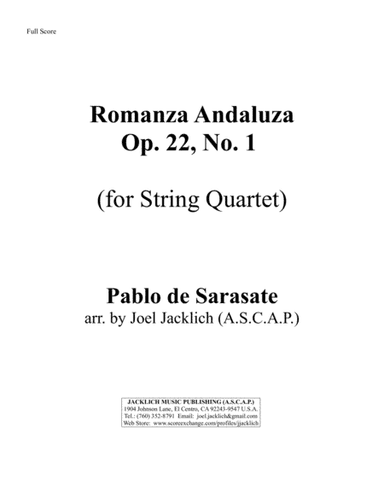 Romanza Andaluza, Op. 22, No. 1 (for String Quartet) (arr. Joel Jacklich (ASCAP))