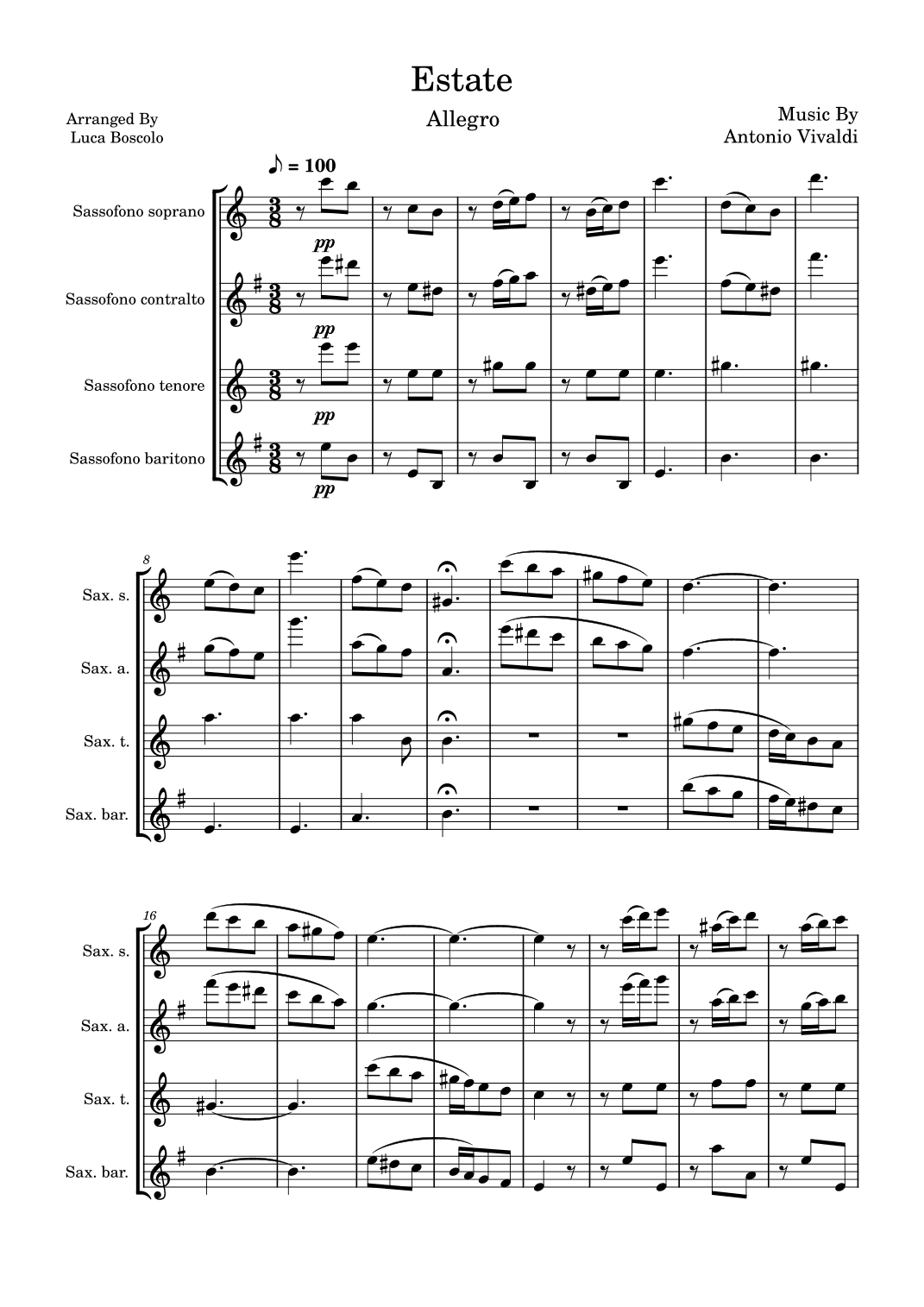 The Four Season: Estate - Allegro (arr. Luca Boscolo)