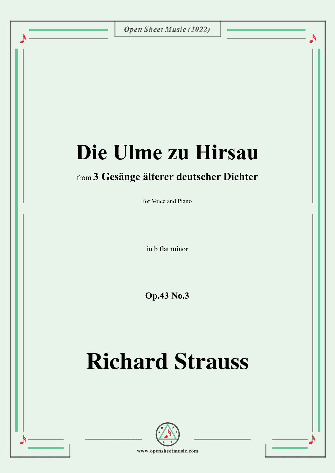 Richard Strauss-Die Ulme zu Hirsau,in b flat minor,Op.43 No.3 (arr. OSM Press)