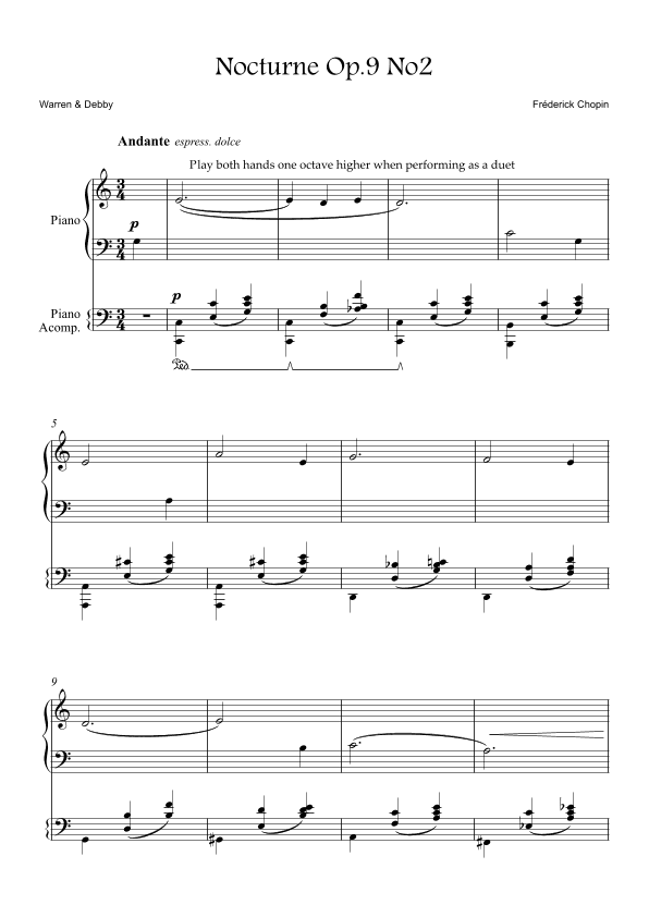 Nocturne Op.9 No2 (arr. Warren & Debby)