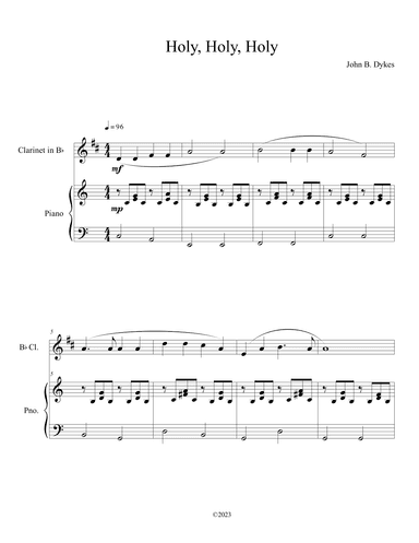 Holy, Holy, Holy (Clarinet Solo with Piano Accompaniment) (arr. B. C. Dockery)