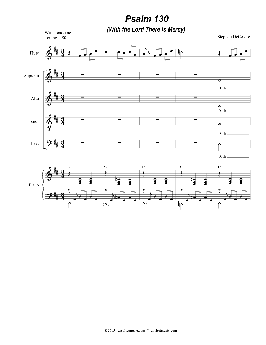 Psalm 130 (With The Lord There Is Mercy) (Solo and SATB)