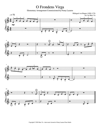 O Frondens Virga - Elementary Piano Arrangement (arr. Marc Yu)
